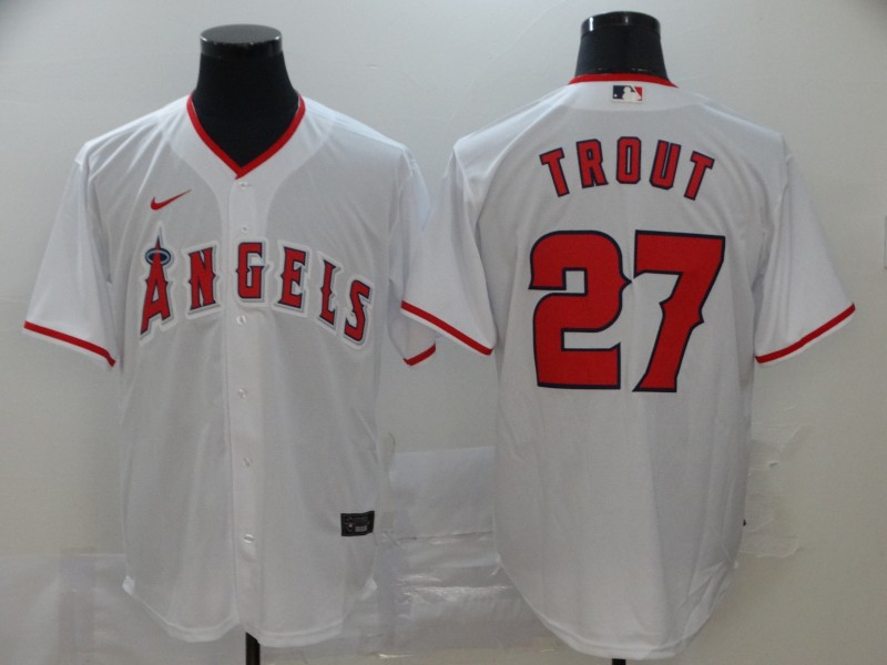Men's Los Angeles Angels #27 Mike Trout 2020 White Cool Base Stitched MLB Jersey